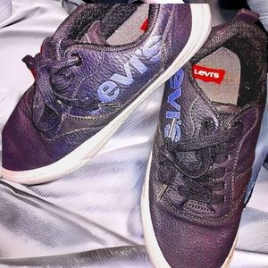 LEVI'S Blue & Black Leather Tennis Shoes Youth Size 5
